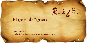 Riger Ágnes névjegykártya