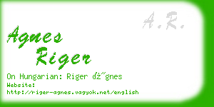 agnes riger business card
